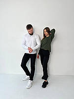 Однотоний лонслів з вишитим гербом Білий S-3XL Unisex 100 % бавовна