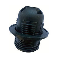 Патрон Е27 з юбкою пластиковий,повна різьба чорний YK765В