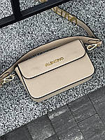 Женская сумка Valentino Alexia Beige Bag (Бежевая) Кросс-Боди эко кожа на 1 отделение 2 ремня Валентино