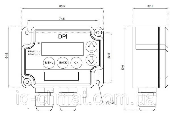DPI±500-1R-D датчик и электронное реле дифференциального давления с диапазоном -500...+500Па, HK Instruments - фото 2 - id-p2123211756