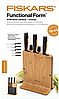 Набір ножів FISKARS Functional Form в бамбуковому блоці 1057552 (5 noży), фото 2