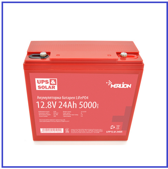 Літій-залізо-фосфатний акумулятор Merlion LiFePO4 12.8V 24Ah (4S4P/BMS-30A) (179x75x167) до 5000 циклів, фото 1