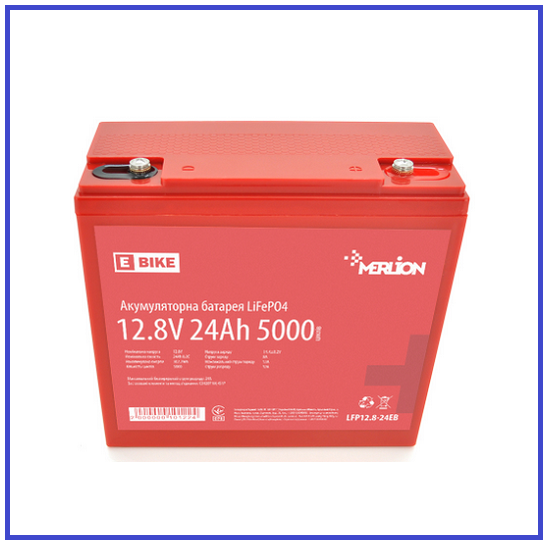 Літій-залізо-фосфатний акумулятор Merlion LiFePO4 12.8V 24Ah (4S4P/BMS-40A) (181x77x167) до 5000 циклів, фото 1