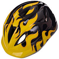 Шлем защитный детский с механизмом регулировки Zelart Flame 2018-01 размер S/M (7-8 лет) Yellow-Black