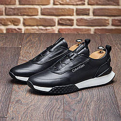 Шкіряні брендові чоловіче взуття чорного кольору Calvin Clein (М-161-ск-ч/б-ДЕМИ)