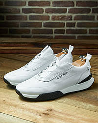 Шкіряні брендові чоловіче взуття білого кольору М-161-біл