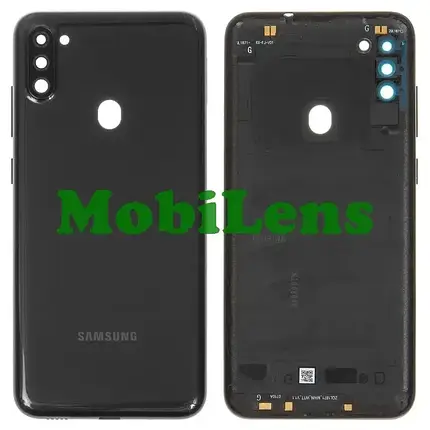 Samsung M115, M115F Galaxy A11 Задня кришка чорна + скло камери, фото 1