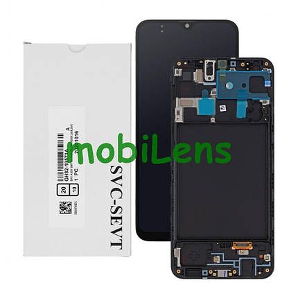 Samsung A205, A205F, Galaxy A20 Дисплей+тачскрин(модуль) черный *в рамке Original AMOLED *Service, фото 1