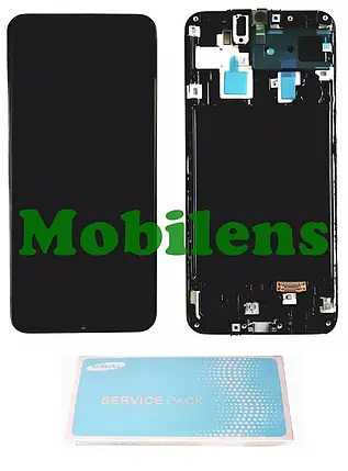 Samsung A305, Galaxy A30 Дисплей + пачскрин (модуль) чорний *в рамці Original AMOLED *Service, фото 1