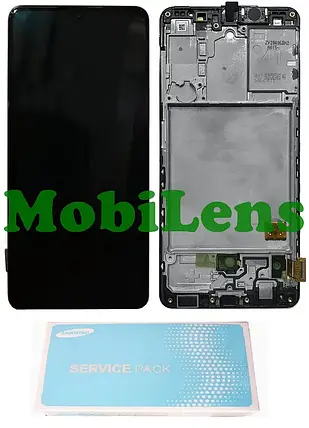 Samsung A415, Galaxy A41 Дисплей + пачскрин (модуль) чорний *в рамці Original AMOLED *Service, фото 1