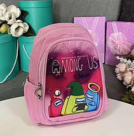 Детский рюкзак Амонг Ас Among Us дошкольный маленький рюкзак для девочки 25см розового и малинового цвета
