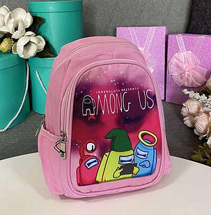 Дитячий рюкзак Амонг Ас "Among Us" дошкільний маленький рюкзак для дівчинки 25 см рожевого та малинового кольору