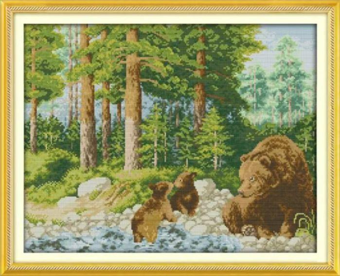 Набір для вишивання за нанесеною на канву схемою "The happiness of the forest".AIDA 14CT printed , 50*41 см