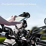 Тримач телефону з демпфером та БЗ M26-A1 типу RAM на кермо для мотоциклу, фото 3