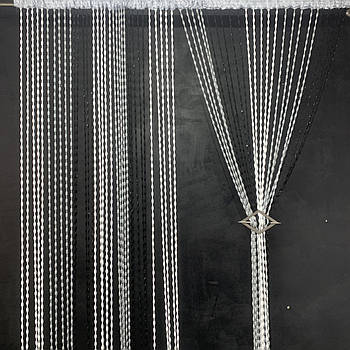 Штори нитки для кухні кімнати квартири спальні, Кісея на кухню балкон двері Сіро-чорно-білі (NB-203)