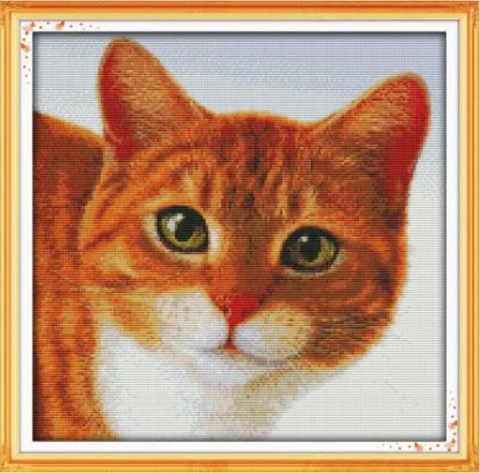 Набір для вишивання за нанесеною на канву схемою "Lovely cat". AIDA 14CT printed, 37*36 см