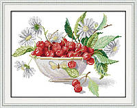 Набор для вышивания крестиком по нанесённой на канву схеме "Cherry fruit bowl" .AIDA 14CT printed, 38*30 см