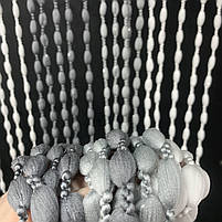 Штори кисея для спальні будинку кухні, штори нитки в зал хол передпокій, штори-нитки в спальню Графіт-сіро-білі (NB-308), фото 9