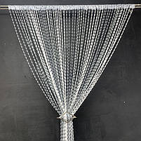 Штори кисея для спальні будинку кухні, штори нитки в зал хол передпокій, штори-нитки в спальню Графіт-сіро-білі (NB-308), фото 5