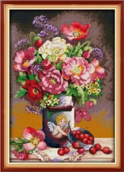Набір для вишивання за нанесеною на канву схемою "Cupid's flower". AIDA 14CT printed, 30*41 см