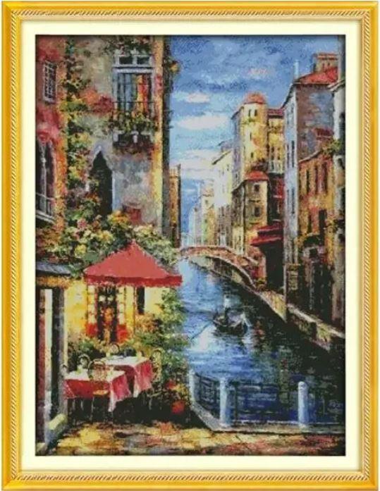 Набір для вишивання за нанесеною на канву схемою"Venetian scene". AIDA 14CT printed 55*72 см