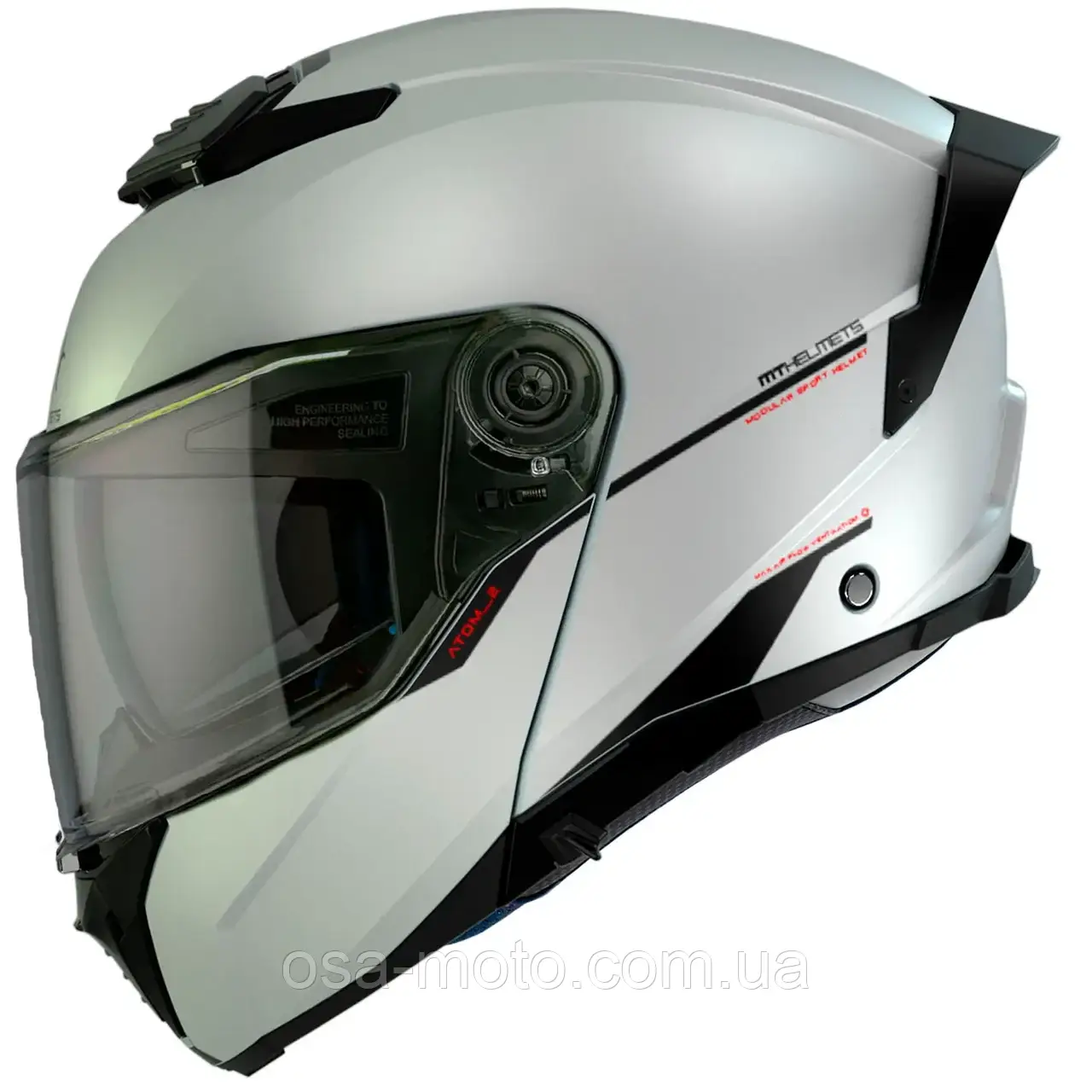 Мотошолом MT ATOM 2 SV Solid A0 Gloss White