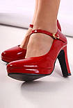 Святкові туфлі на стійких підборах червоні з ремінцем 36, фото 10