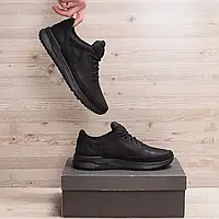 Черные мужские шкіряні кроссовки на толстой подошве