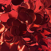 Конфеті кружечки червоний металік 15 мм, 1 кг (Китай)