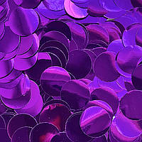 Конфетти кружочки маленькие, фиолетовый металлик 15 мм, 50 грамм (Китай)
