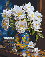 Картина Малювання за номерами Квіти у вазі з фарбами металік Картини для розфарбовування по номерах 40х50 Origami 31350