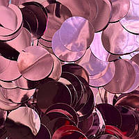Конфетти кружочки маленькие, розовый металлик 15 мм, 50 грамм (Китай)