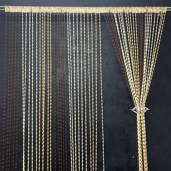 Штори нитки для будинку спальні кімнати, штора з ниток в зал кухню Коричнево-золото-бежевий (NB-302)