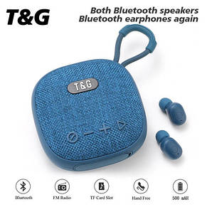 Bluetooth-колонка з навушниками TG813, з функцією speakerphone, радіо, blue, фото 3