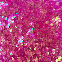 Конфетти чешуйки (шестигранники) лазер розовый 3 мм, 50 грамм (Китай)