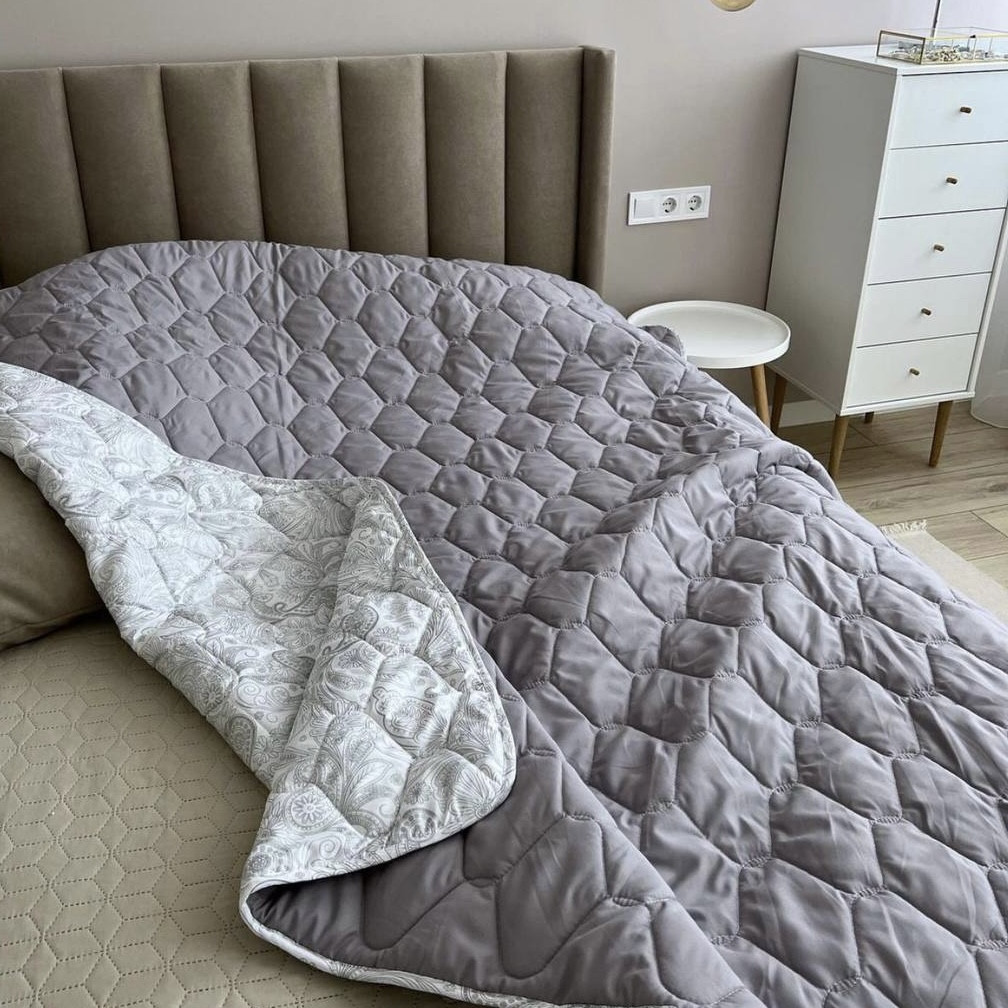 Ковдра ОДА літня Євро 200*215 см., Стьобана ковдра ODA наповнювач хлопок - Хлопкопон, фото 1