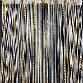 Штори-нитки Кісея з люрексом на вікно Золотисто-бежево-білі (NC-205)