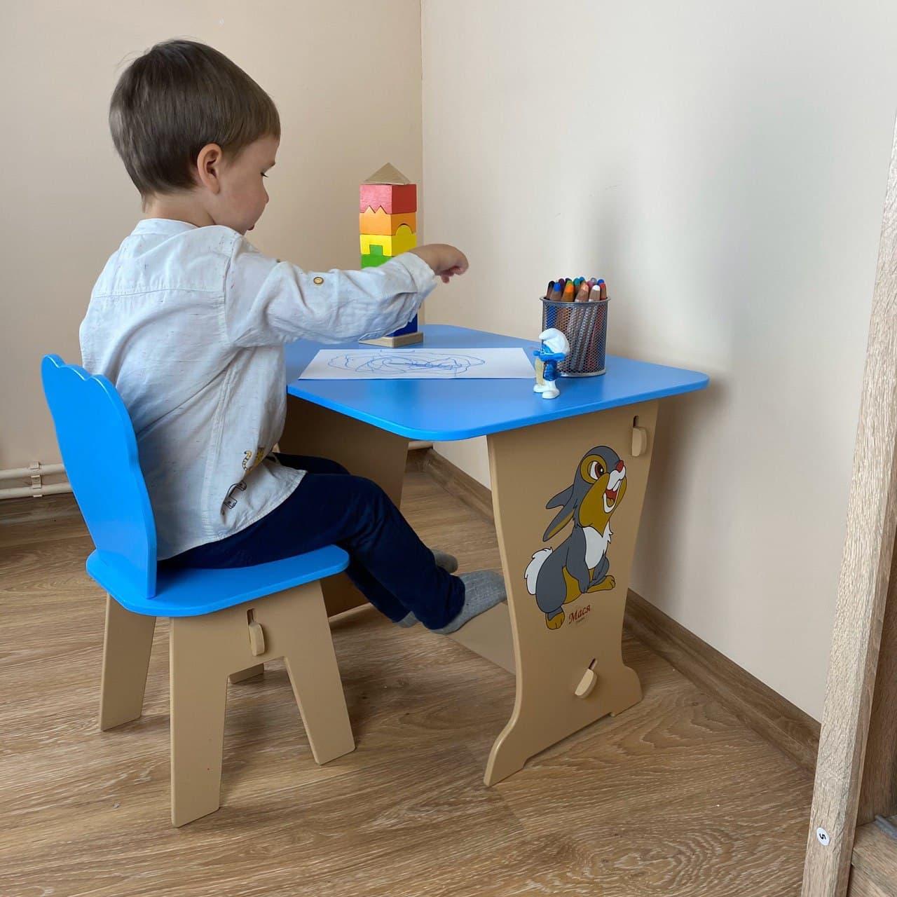 Дитячий столик парта малюок зайчик і стільчик ведмежатко.Для гри, малювання, навчання.