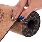 Килимок для йоги корково-каучуковий Марш Слонів Record 183x61мx0.4 см FI-7156-1, фото 6