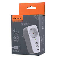 Сетевой адаптер с/из 1п Oncord 2.4A 2USB+USB-C White Videx