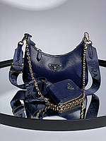 Женская сумка из эко-кожи Prada Re-Edition 2005 Blue