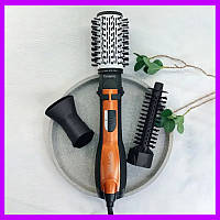 Фен-браш gemei gm 4828 обертова повітряна щітка фен-стайлер для волосся з насадками