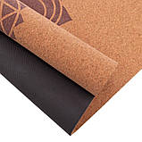 Килимок для йоги корково-каучуковий Чакри Record 183x61мx0.4 cм FI-7156-2, фото 5