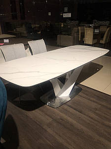 Стіл керамічний білий якісний JOSS  Даллас-W 160(220)х90х76 см