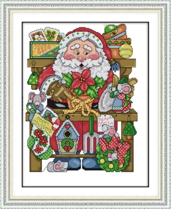 Набір для вишивання за нанесеною на канву схемою "Happy Christmas (6)". AIDA 14CT printed, 36*44 см
