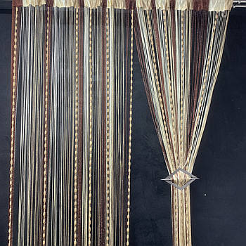 Штори-нитки в зал кухню Коричнево-золото-бежевий (NC-302)