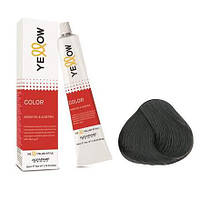 Краска для волос - Yellow Permanent Cosmetic Coloring Cream 100 мл Италия 4 Cool Холодний середній НАТУРАЛЬНИЙ КОРИЧНЕВИЙ