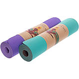 Килимок для йоги TPE з розміткою 183x61x0, 6см Record FI-2430, фото 10