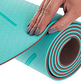 Килимок для йоги TPE з розміткою 183x61x0, 6см Record FI-2430, фото 7