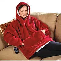 Толстовка-плед з капюшоном Huggle Hoodie Ultra Plush Blanket Плюшева кофта Плед із рукавами Oversize красный